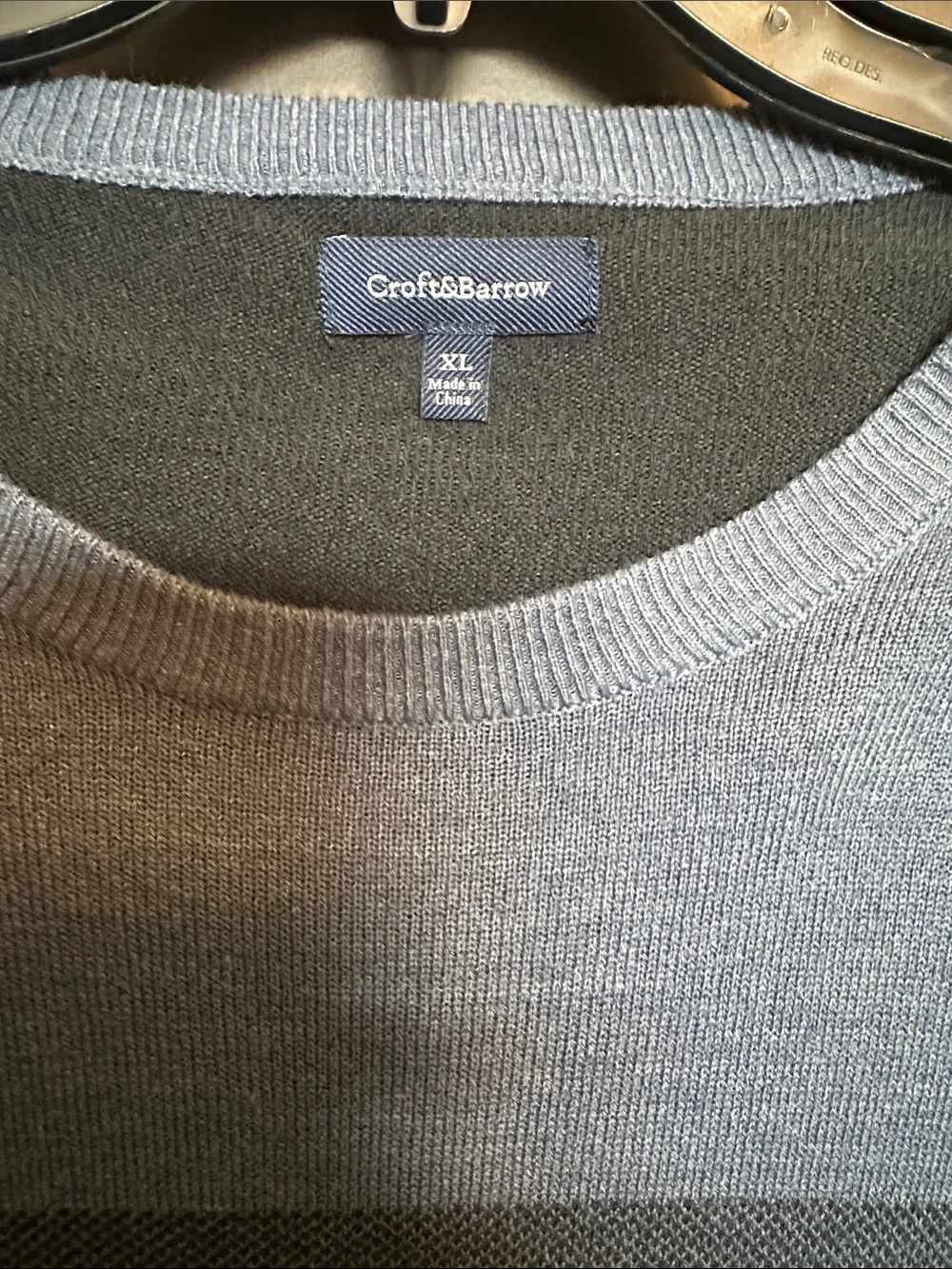 Croft & Barrow Men's Blue Acrylic Crew Neck Sweater Size XL